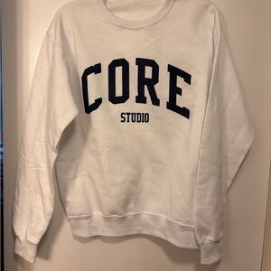 soulcycle White Sweatshirt with Black CORE Studio Logo
